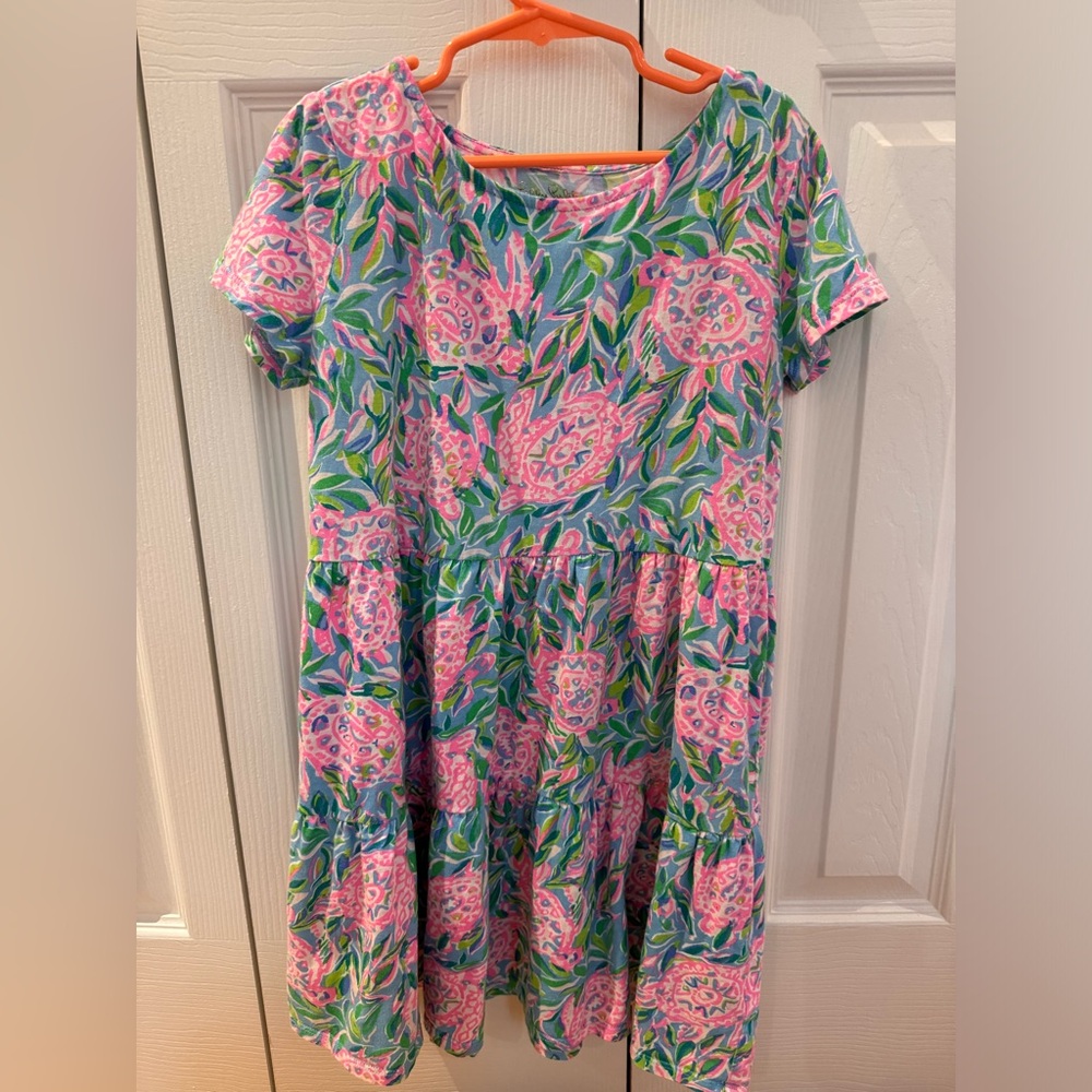 Girls Lilly Pulitzer turtles short sleeve dress size large